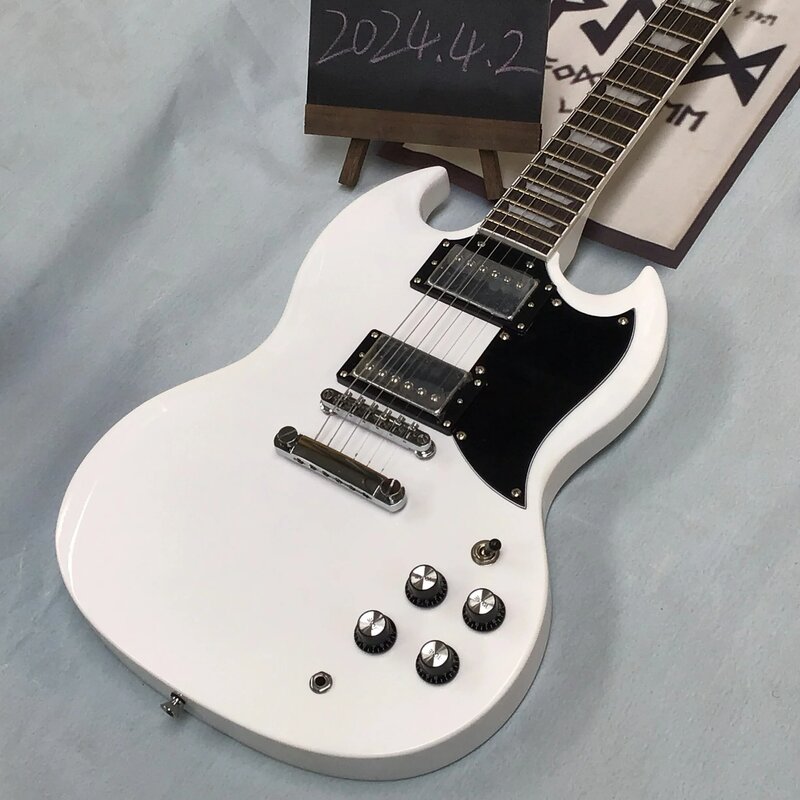 Hot Selling Electric Guitar White mahogany Body guitar Free Shipping Guitars In Stock Guitarra Immediate Delivery Chrome