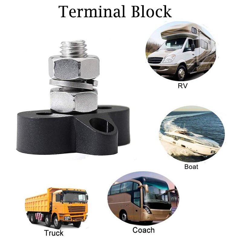 2 Pcs Insulated Battery Distribution Terminal Stud Jumper Post Marine Car Bus Boat