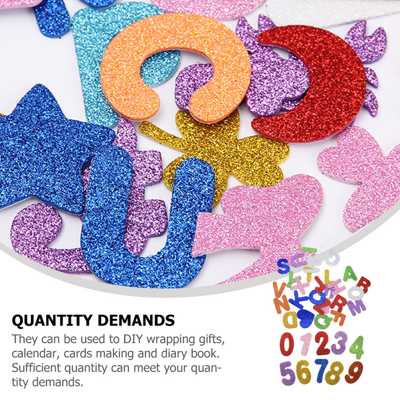 Pegatinas pequeñas con purpurina y letras del alfabeto, suministros para manualidades, 2 paquetes