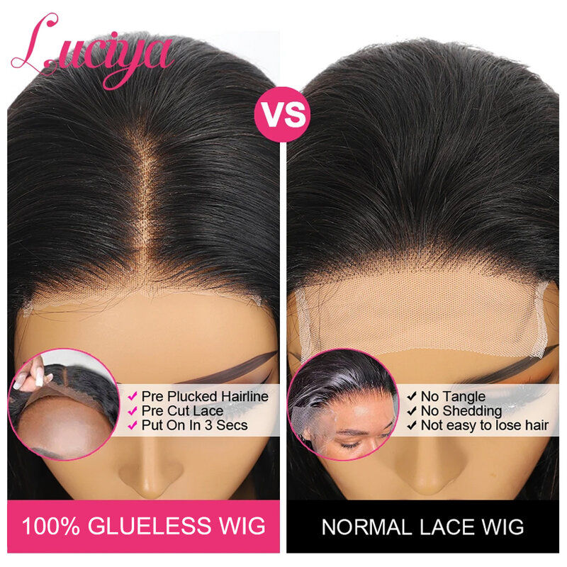 Glueless Wigs Human Hair Pre Cut No Glue 5x5 HD Lace Closure Bone Straight 13x4 Lace Front Human Hair Wigs For Women Pre Plucked