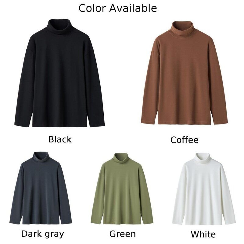 Casual Winter Warm Thick Turtleneck T-Shirts Pullover Long Sleeve Slim Men's Tee Tops T Shirt Undershirt Male Clothing