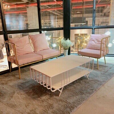 Nordic Iron Art Sofá, simples e duplo pequeno sofá, Homestay Designer Studio, Milk Tea e loja de roupas
