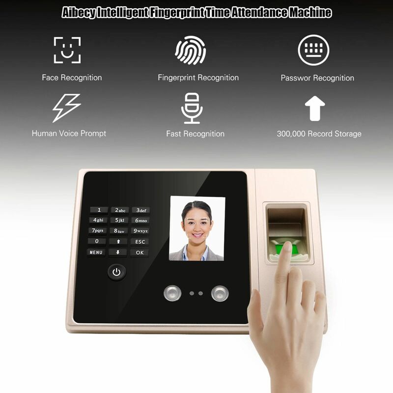 Fingerprint and Face and Password Recognition Machine, Fingerprint and Password, Employee Check-in Device, Electronic Device, Recognition Facial, Punch Card Equipment, FA02