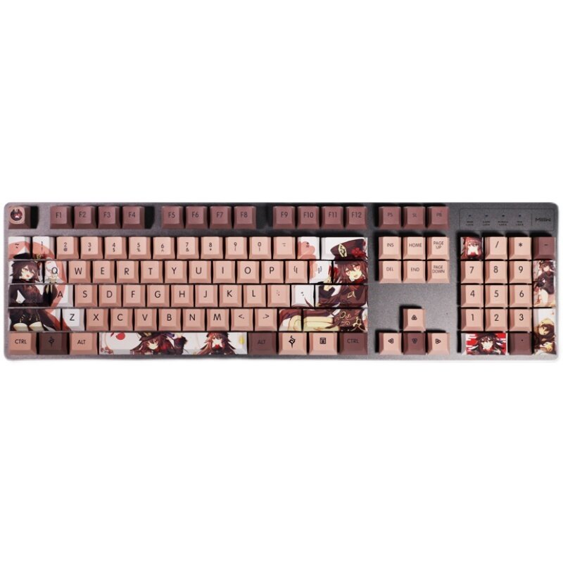 جديد أنيمي ألعاب Genshin تأثير هو تاو 108 مفاتيح صبغ التسامي PBT لوحة المفاتيح Keycap مجموعة للوحة المفاتيح الميكانيكية