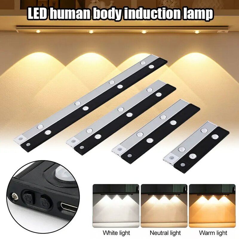 Nachtlicht Bewegungs sensor Licht drahtlose ultra dünne USB-LED für Küchen schrank Schlafzimmer Kleider schrank Innen beleuchtung 20/30/40/50cm