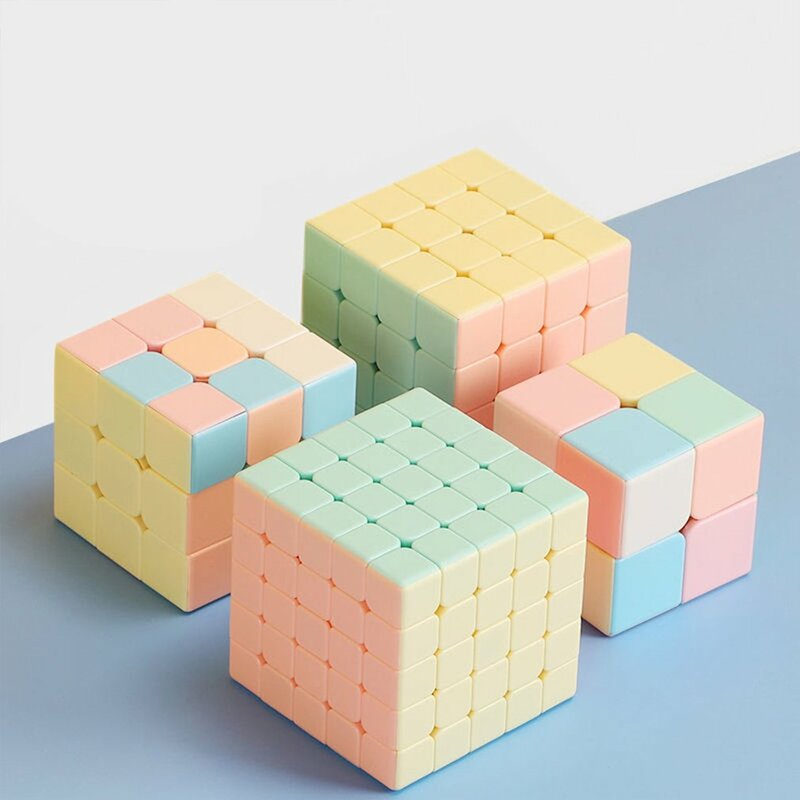 Cubo mágico sin pegatinas para niños y adultos, Cubo de productividad suave, Color Macaron, 3x3