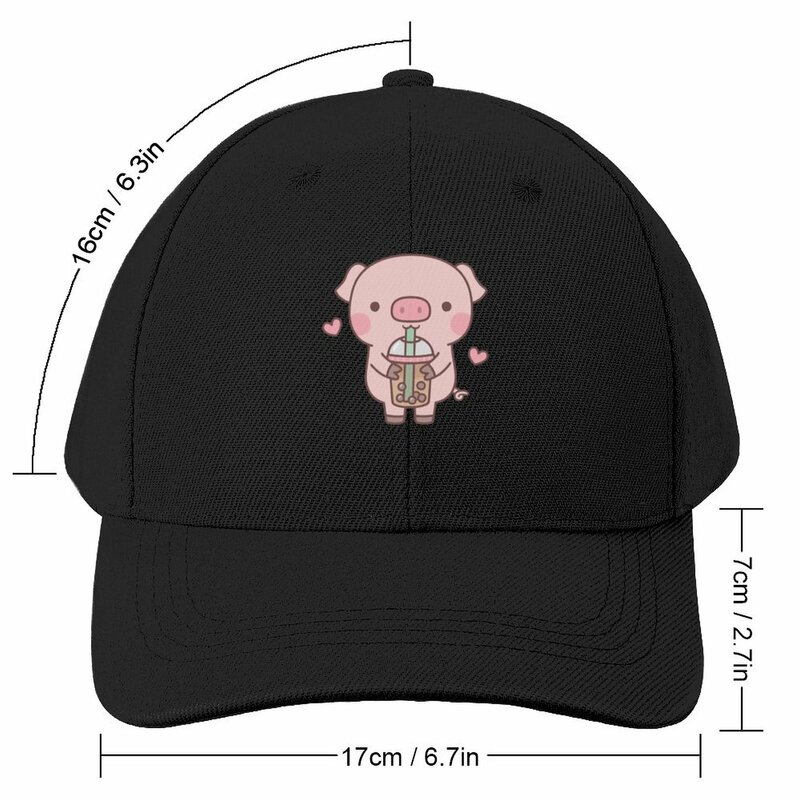 Cute Little Piggy Loves Boba Tea Baseball Cap Icon Luxury Cap Big Size Hat Caps uomo donna