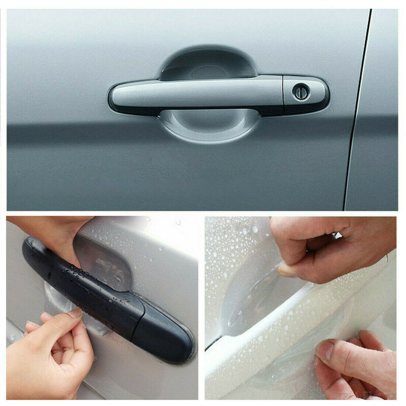 4Pcs Auto Tür Aufkleber Carbon Fiber Kratzer Beständig Abdeckung Auto Scratch Griff Schutz Film Außen Styling Zubehör
