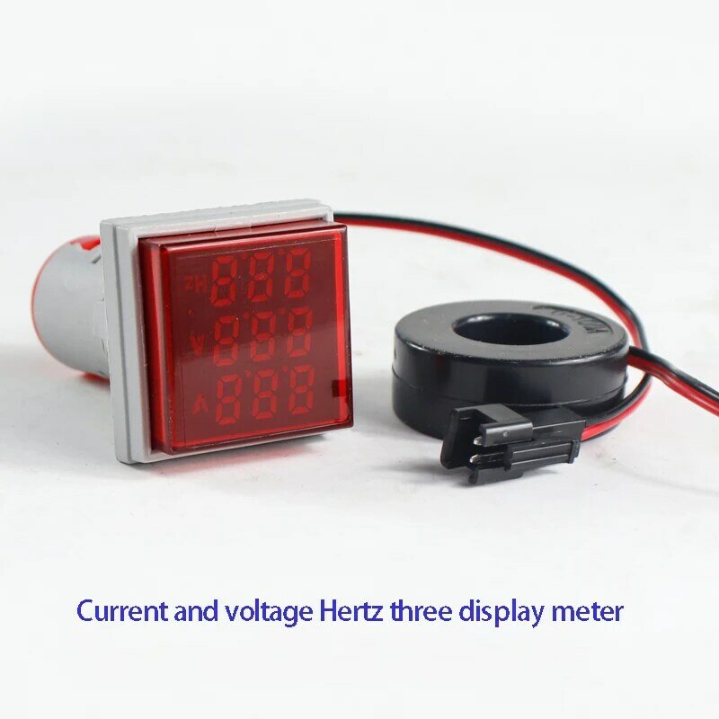 Hertz-mini pantalla LED, medidor de corriente y voltaje, triple pantalla, cuadrado