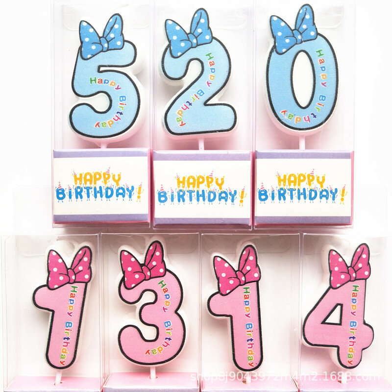 Hot Happy Birthday Number 0-9 Candles Cartoon Mickey Minnie Mouse Candle Cake Cupcake Topper Party Decoration Supplies DIY Gifts