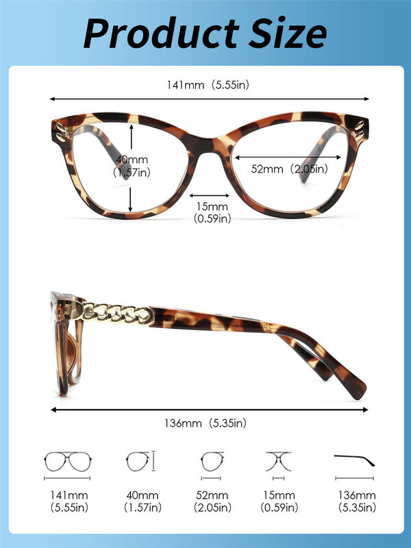Óculos de leitura multifoco progressivos JM para mulheres, olho de gato, leitores bloqueadores de luz azul, preto e tartaruga