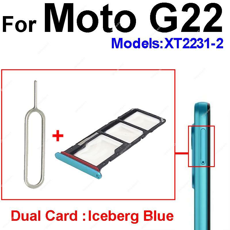 Cartão Sim Slot Tray Holder para Motorola Moto, Card Reader, soquete de peças de reposição, G22, G32, G42, G52, G62, G72, G82