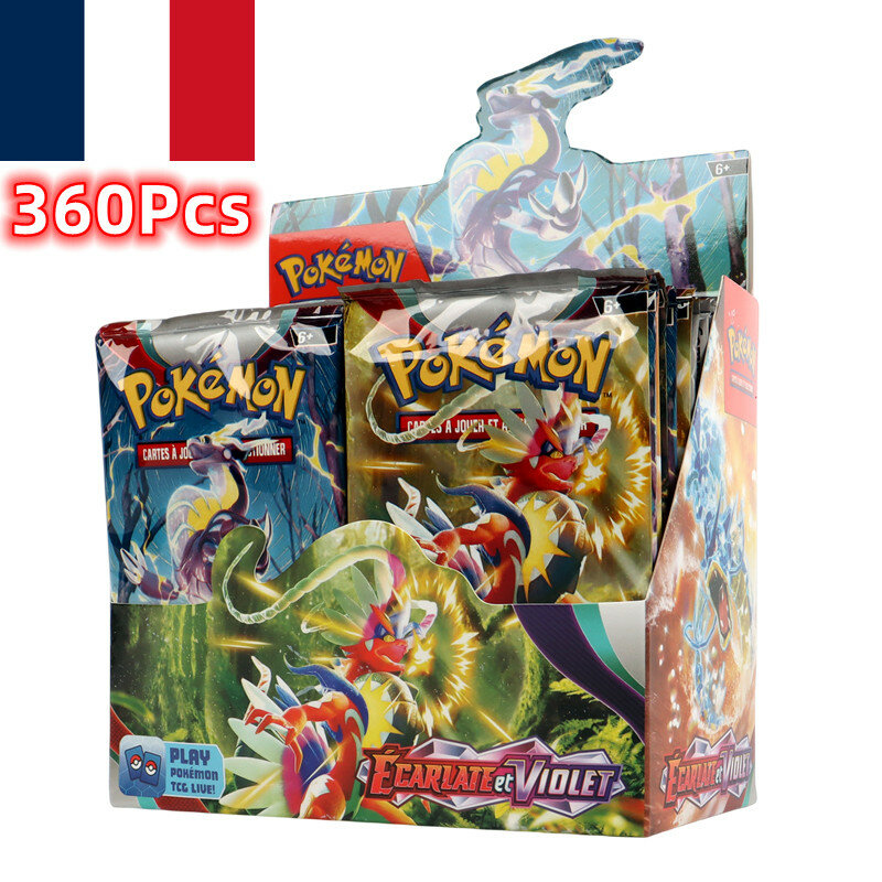 Versi Perancis temuan TCG: 360 buah kotak Booster merah Violet kartu Pokemon 36 kotak pak