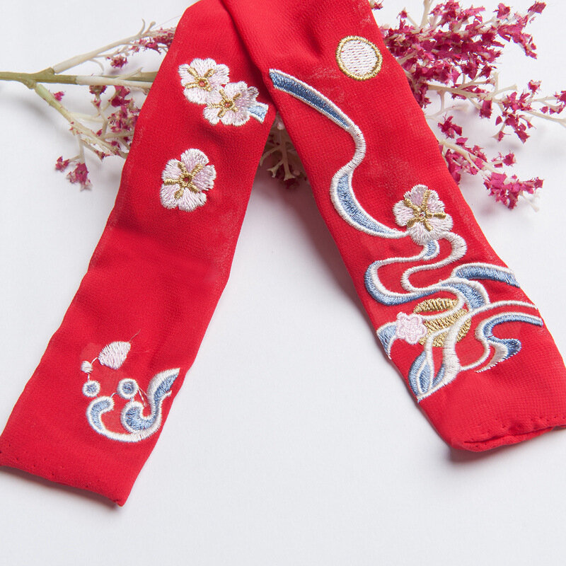 Hanfu-accesorios para la cabeza del cinturón, espadachín, estilo étnico, Hanfu, bordado, accesorios para el cabello, joyería antigua, cuerda para el cabello