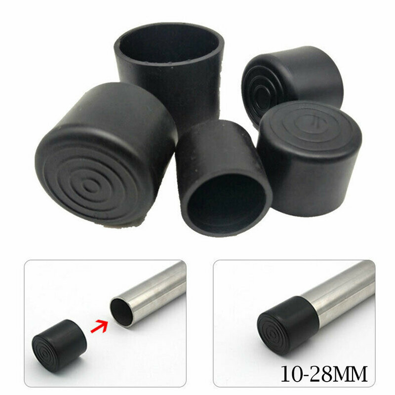 20pcs-round Plastic Coat Round Tube Plastic Coat Pvc Soft Rubber Coat Black Table And Chair Protection Non-slip Foot Cover