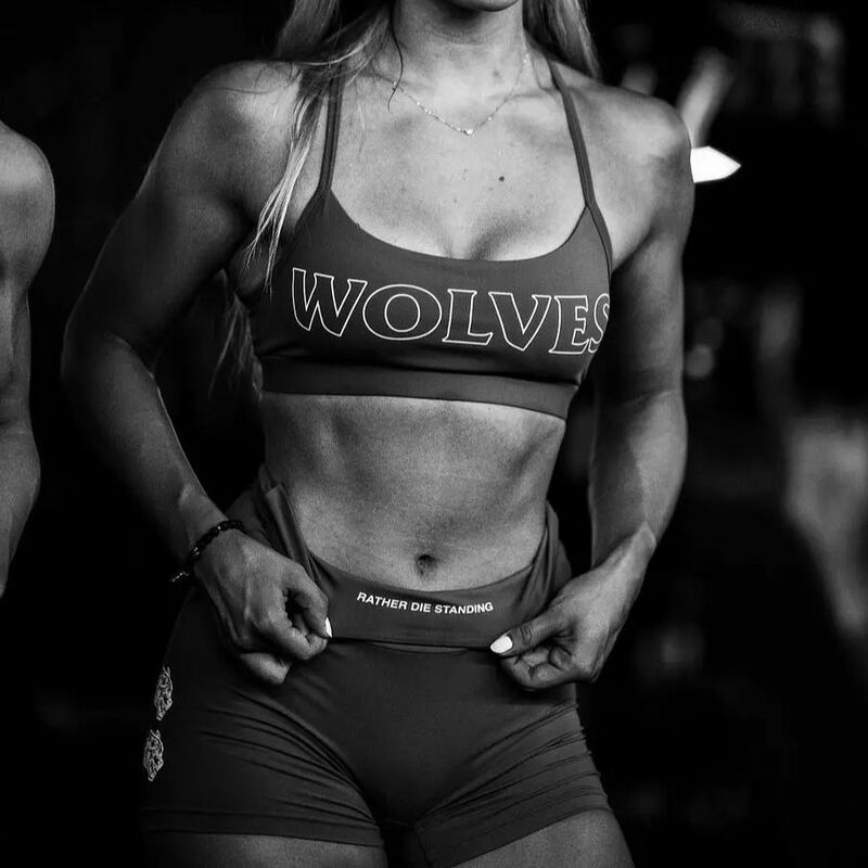 Женский бюстгальтер для йоги тренажерного зала Black Wolf Head Top Fitness Bra, спортивные бюстгальтеры с открытой спиной и эффектом пуш-ап