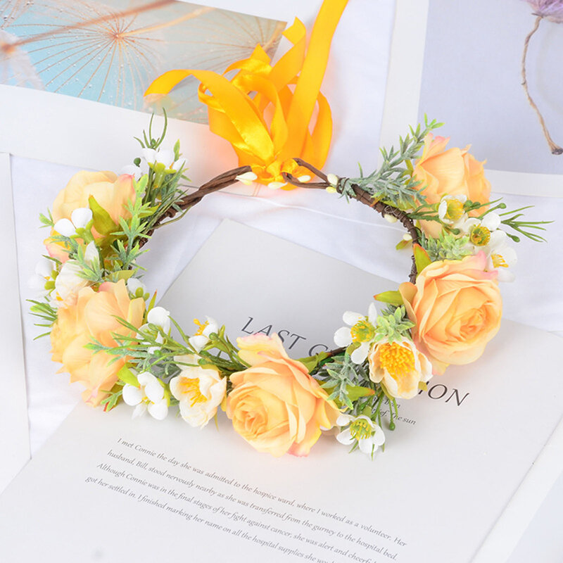 Grinalda flor artificial para noivas e noivas, grinalda para dama de honra, cor suave, beleza, acessório festa de casamento