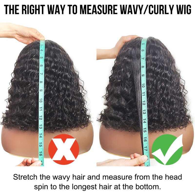 Wear Go Water Wave Lace Frontal Wig Curly Bob Upgraded No Glue Transparent Lace Closure Wigs Human Hair for Women Natural Black