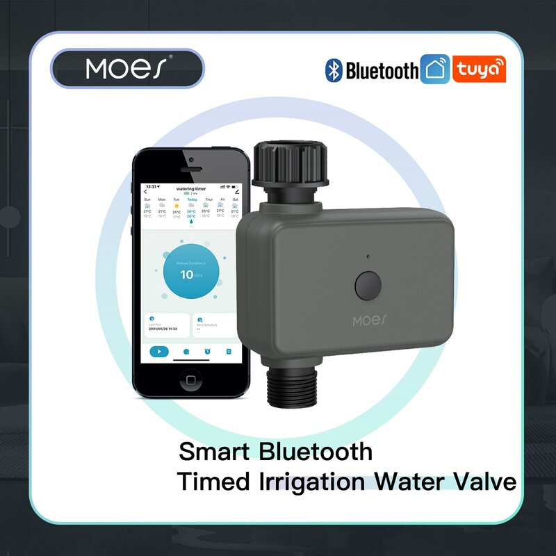 Moes Smart Tuya Bluetooth Water Timer Rain Delay Temporizador de Irrigação Programável com Rega Automática e Manual