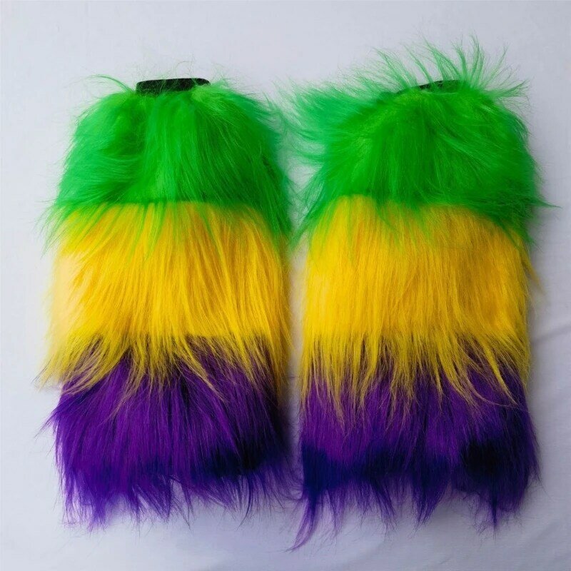 Mardi Gras Furry Plush Leg Warmer for Women Carnival Party Costume Accessories Drop Shipping