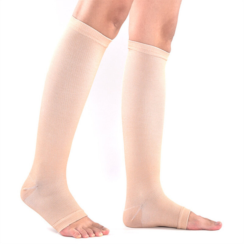 Calcetines de compresión para piernas, medias médicas elásticas para venas varicosas, alivio de la fatiga, calentador de piernas, manga de pantorrilla, 1 par