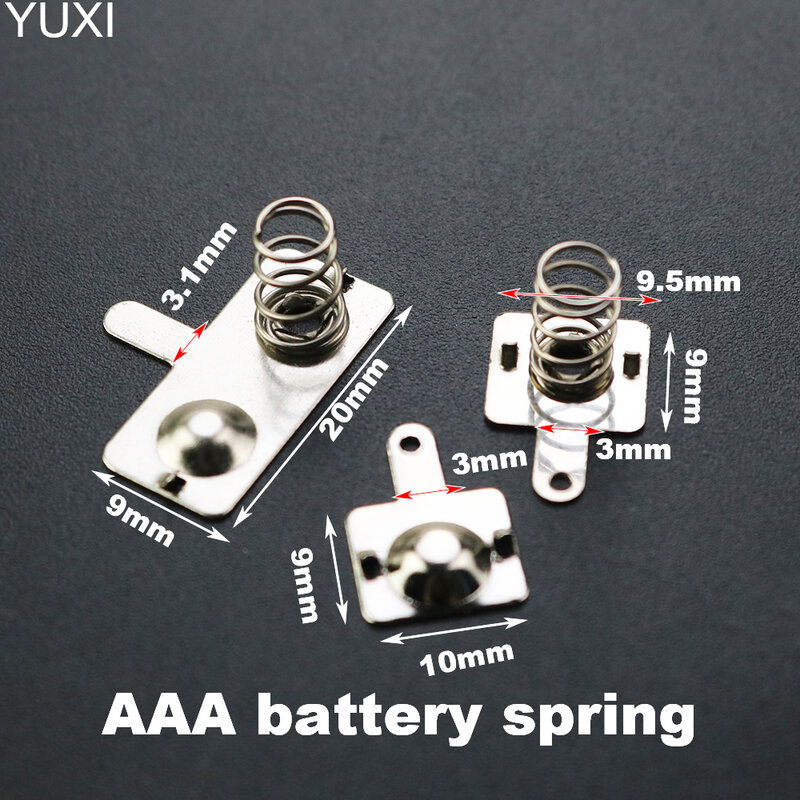 YUXI AAA 원격 제어 배터리 접촉 스프링 터미널, 포지티브 및 네거티브 더블 플레이트, 9*20mm, 9*9.5mm, 9*10mm, 1 세트
