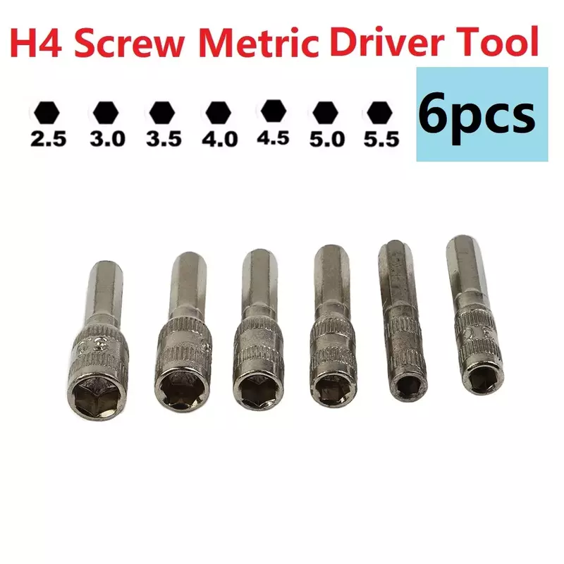 H4 Parafuso Metric Driver Tool Broca Set, Hex Haste, Porca Soquete, Bicos de Manga, Porca Driver, Ferramentas Manuais, PH2.0, M2.5-5 mm