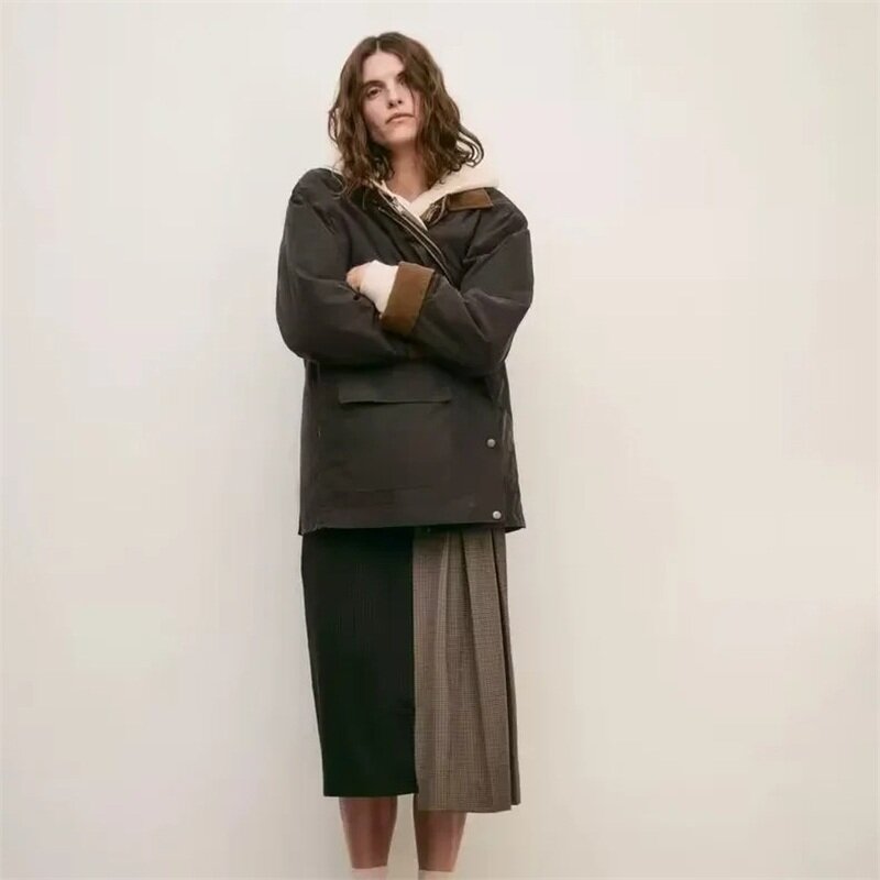 Blazer formal com capuz feminino, terno de inverno, casaco quente, casaco grosso, roupa de negócios, senhora do escritório, feminino