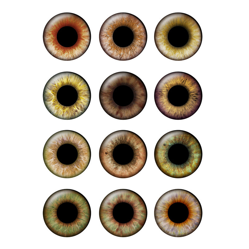 블라이스 인형에 적합한 초박형 눈동자 유리 카보숑, DIY 액세서리, 대량 품목, 도매 H214, 12 쌍/가방, 14mm