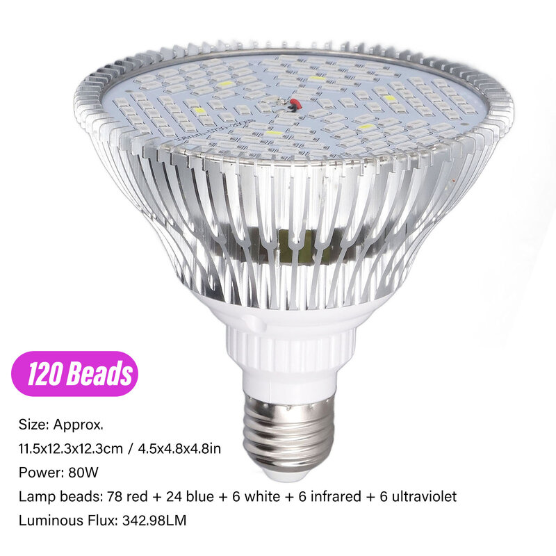 50W 80W Red and Blue E27 Plant Lights Bulb 85-265V  120/78 Beads LED Indoor Phytolamp for Plants Seedling Growth Light