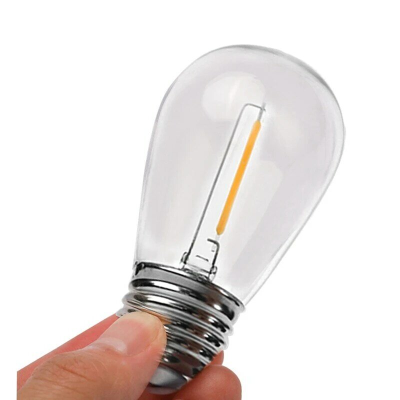 Paquete de 24 bombillas de luz LED S14 de 3V, bombillas de luz de cadena Solar para exteriores inastillables, blanco cálido