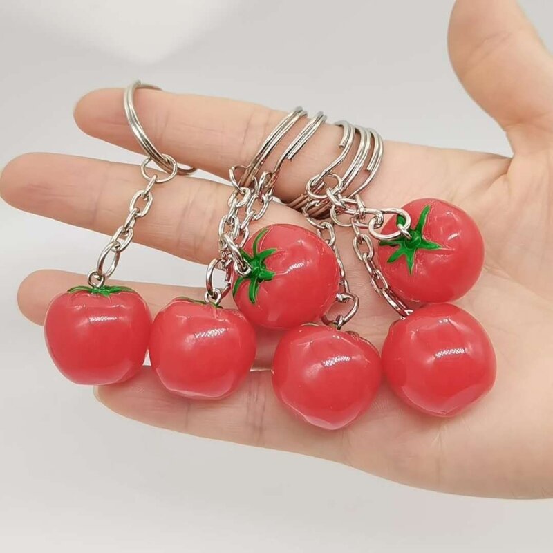 Llavero con colgante tomate simulación llavero resina, accesorios para mochila, envío directo
