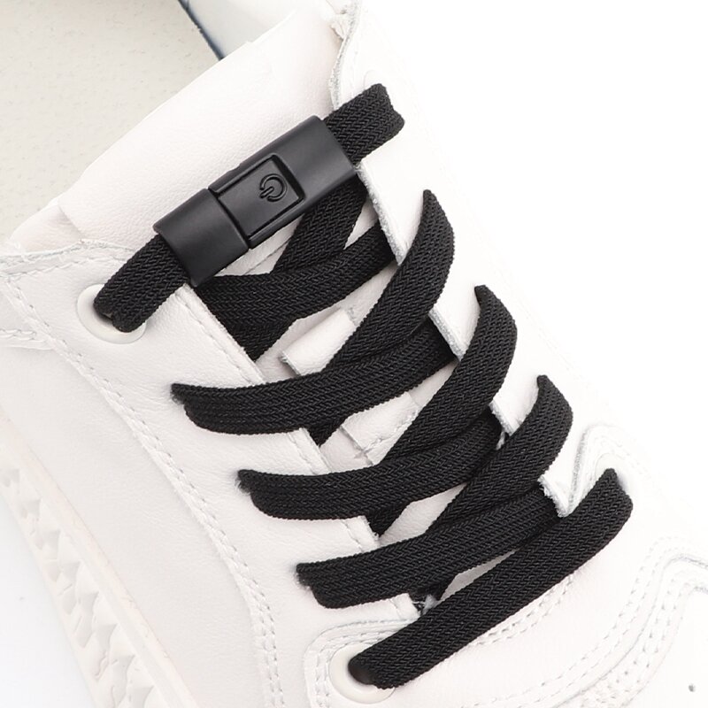 Cordones planos sin corbatas, cordones elásticos de precisión para zapatillas, cierre de metal a presión, accesorios de encaje para zapatos perezosos