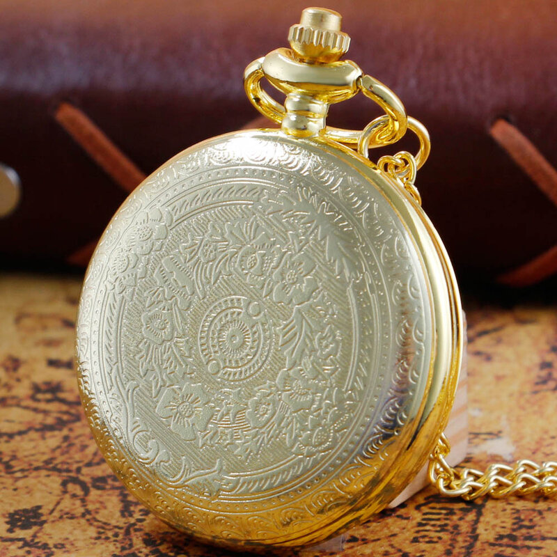 Złoty luksusowy modny retro kwarcowy zegarek kieszonkowy dla kobiet mężczyzn naszyjnik łańcuszek zegar pamiątkowy prezent dla mojej rodziny