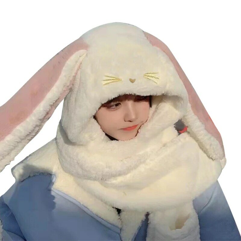 Trendy volwassen warme pluche muts handschoen sjaal voor herfst winter cartoon konijn vorm dropship
