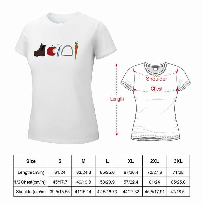 Camiseta ecuestre Doodle para mujer, tops de moda coreana, camisetas gráficas, camisetas