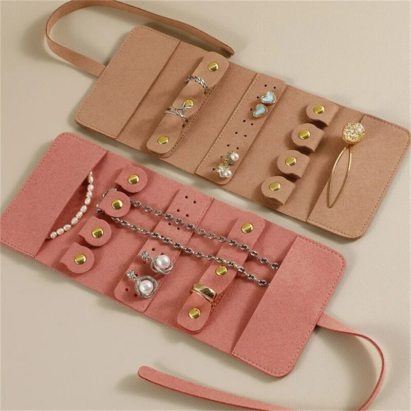 Travel Portable Jewelry Organizer Roll Foldable Jewelry Case for Bracelet Ring Necklaces Earring Jewelry Storage Bag Travel Bags