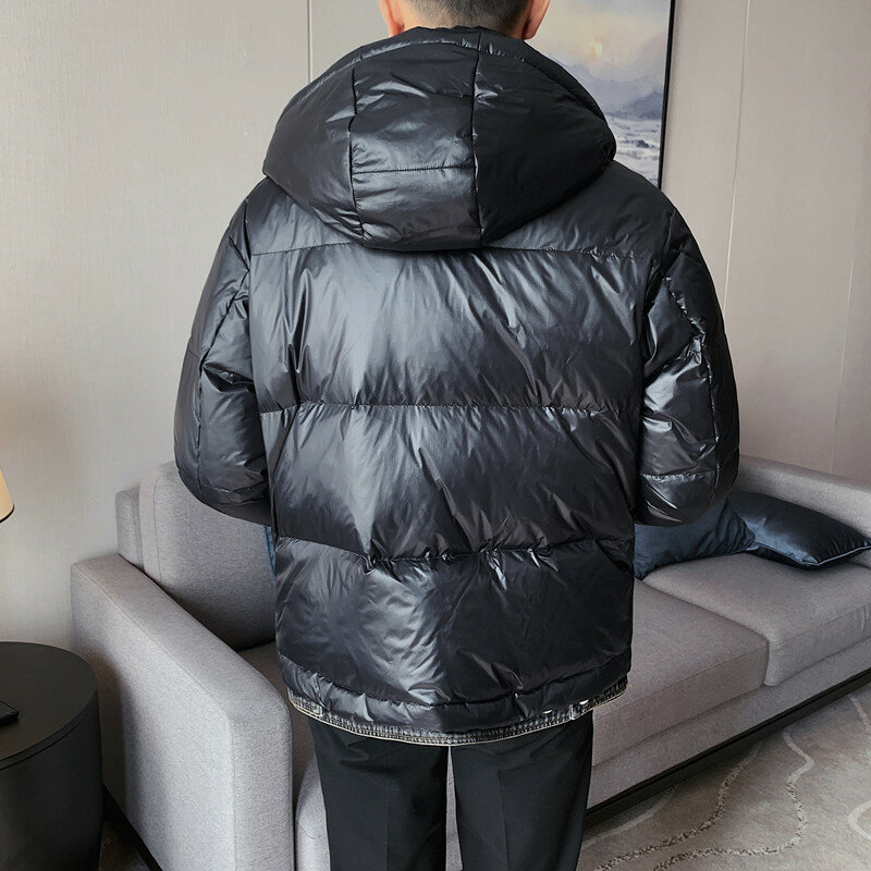 겨울 따뜻한 패션 남성 의류 두꺼운 재킷 데님 Splicing 순수한 색상 유럽과 미국의 간단한 캐주얼 남성 코트