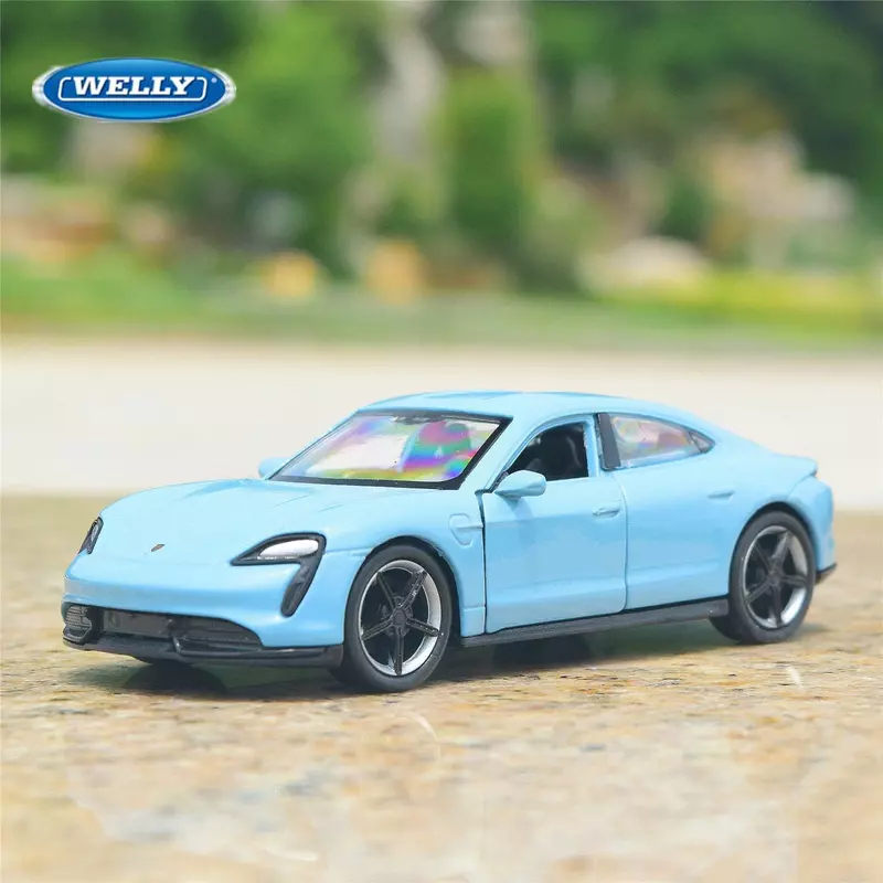 WELLY-Modèle réduit de Porsche Taycan Turbo S, en alliage métallique moulé sous pression, pour enfant, échelle 1:36, jouet de collection, idée cadeau