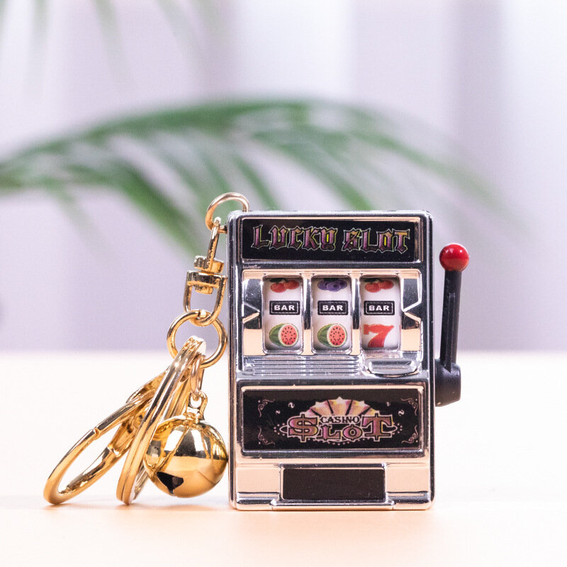 1 buah Lucky Jackpot mesin Slot buah Mini arcade gantungan kunci ulang tahun hadiah mainan pendidikan dioperasikan koin permainan mesin Judi