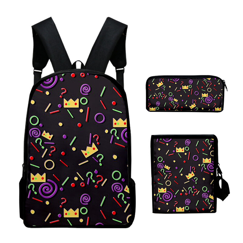 Mochila com impressão 3d de dreamteam para a escola, conjunto de 3 partes, mochila, laptop, mochila, bolsa de ombro, estojo, clássico, novidade