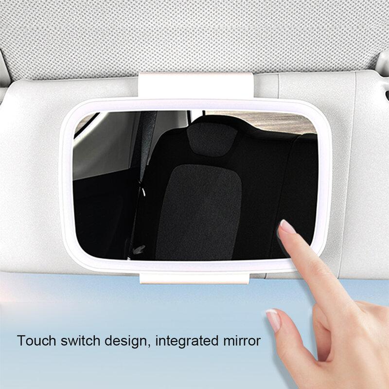 Oplaadbare Autospiegel Zonneklep Universele Make-Up Touchscreen Spiegels Auto Interieur Accessoires Cosmetica Wit