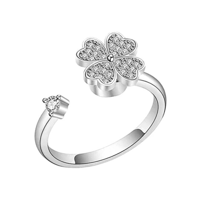 Cincin dapat diputar untuk wanita pria cincin rileks perhiasan estetika cincin mode hadiah 2 buah
