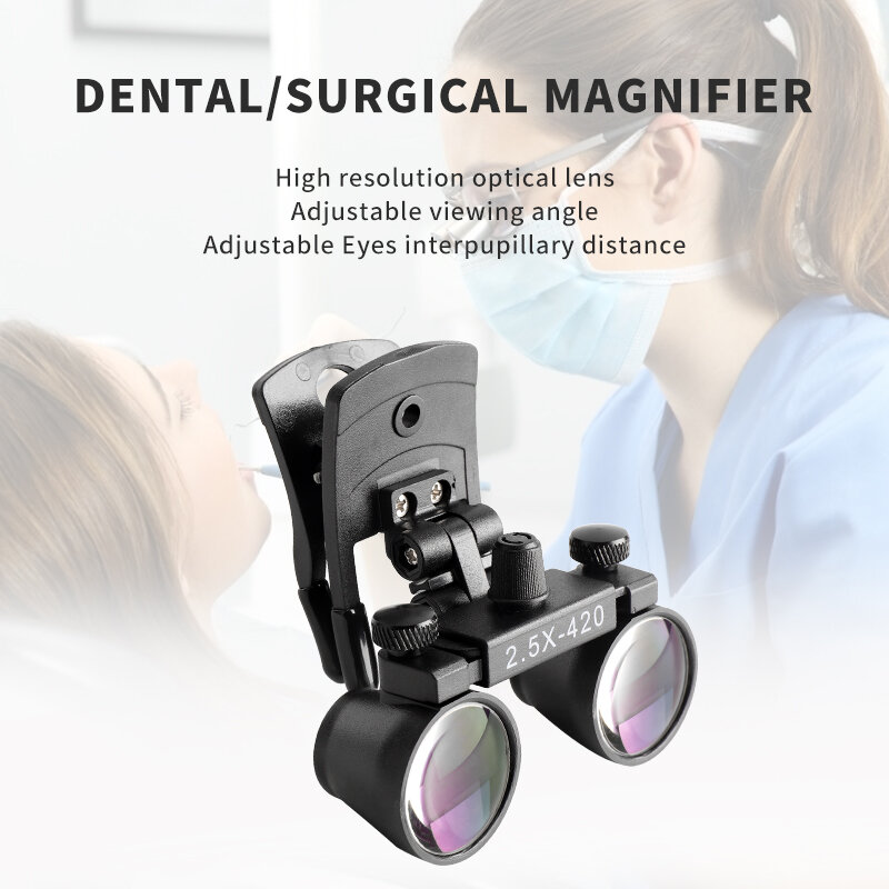 Lupas dentales Binocular, lente óptica recubierta de 2.5X 3.5X con Clip, lupa Dental de Galilea, odontología y quirúrgica