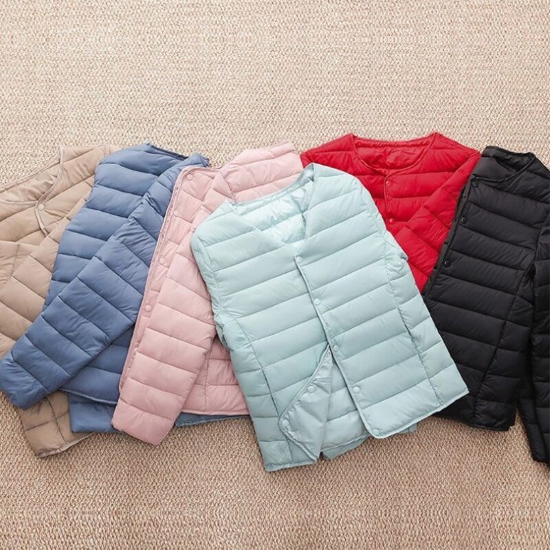 Womens Short Puffer Jackets Lightweight Slim Fit Padded Jackets Winter Fall Button Up Warm Quilted Bubble Coat Outerwear
