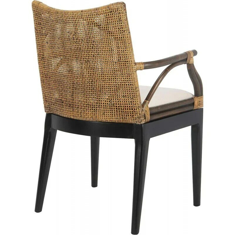 Safavieh Home Gianni Rattan Tropical Woven Arm Chair, Brown/Black