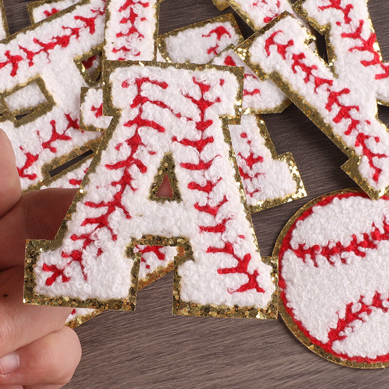 Hot ciniglia Baseball ricamo Patch lettera adesivo alfabeto fai da te ferro sulle toppe distintivi accessori in tessuto per cappelli di abbigliamento
