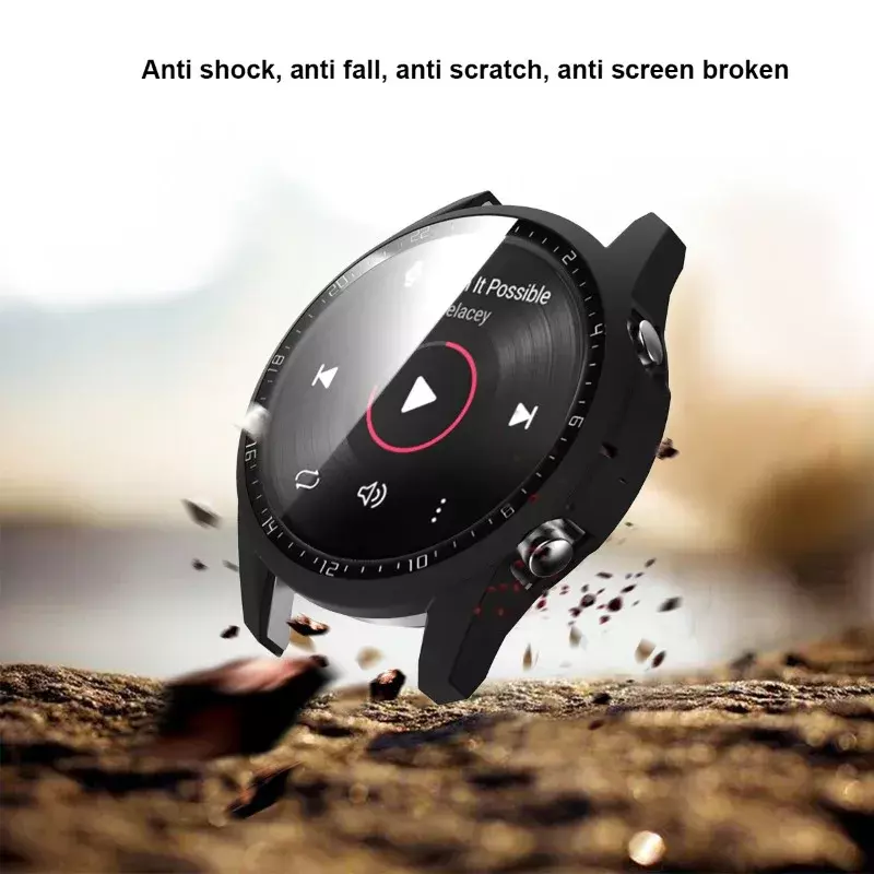 เคสกระจกนิรภัยสำหรับนาฬิกา Huawei GT2ขนาด46มม. ปกป้องเต็มรูปแบบป้องกันหน้าจอกันชนสำหรับ Huawei Watch GT 2 46มม.