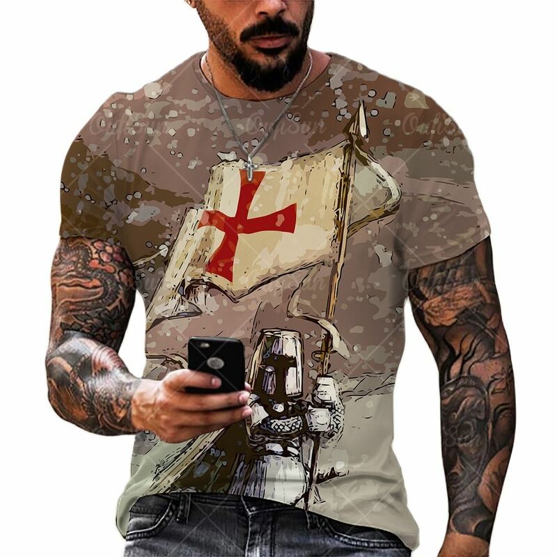 Мужская футболка с 3D-принтом, с круглым вырезом и коротким рукавом