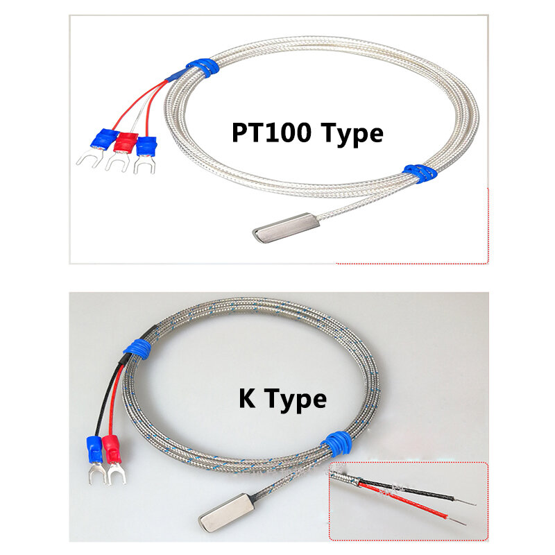Термостойкий кабель с 3-проводным покрытием из нержавеющей стали, PT100 K, датчик температуры с покрытием для измерения поверхности, 1-20 м